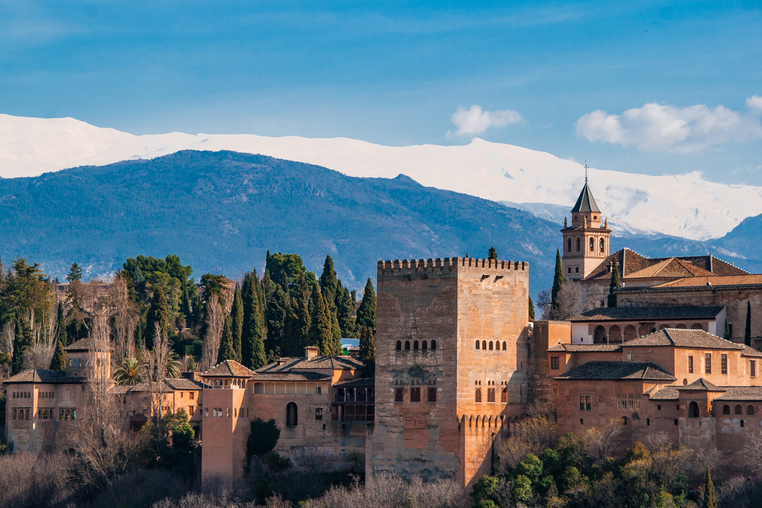 View of the Famous Alhambra Palace Complex in Granada, Spain